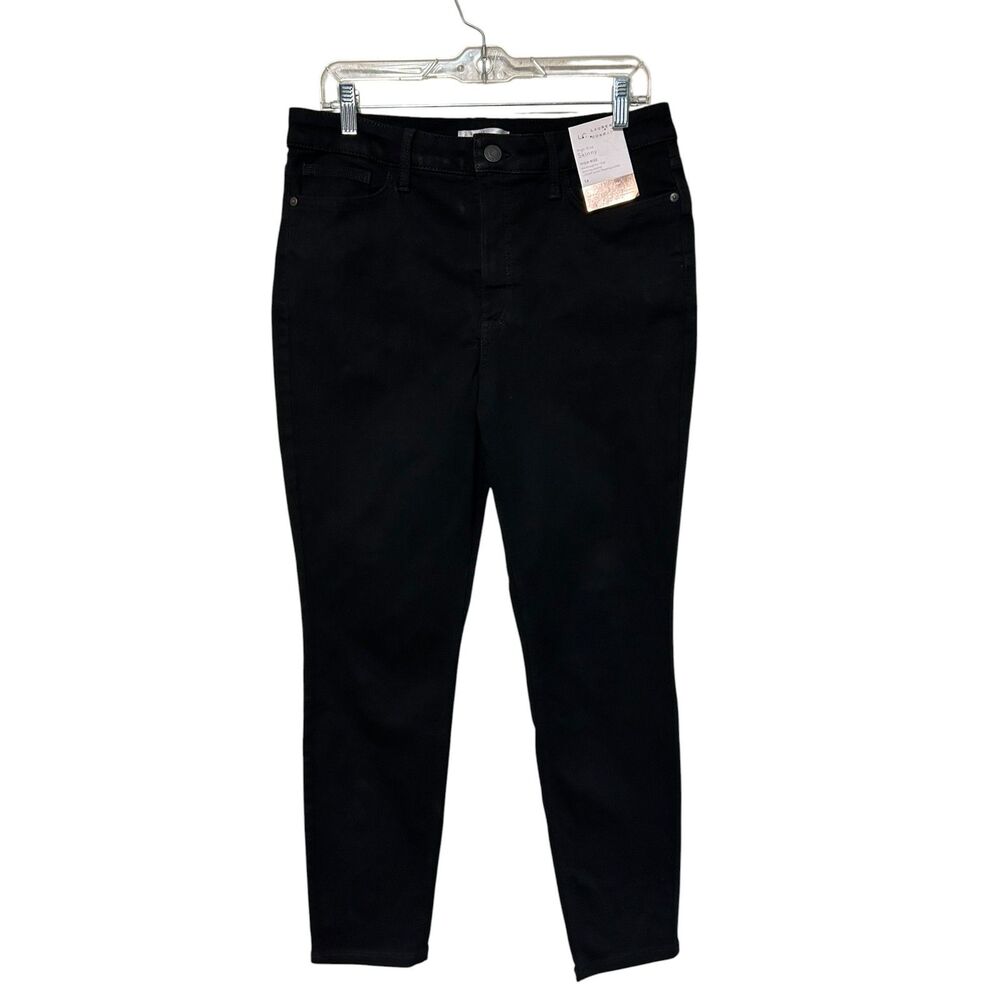 LC Lauren Conrad Black Skinny Jeans Women Size 14 High Rise Stretch Denim